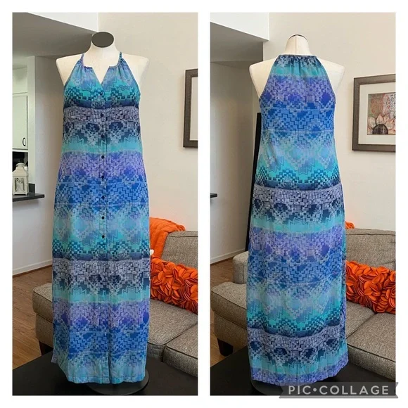 chinese dress ladies Buy Jessica Simpson Women's Strapless Solid Maxi Dress, Blue, 6 at Amazon.in main image 1